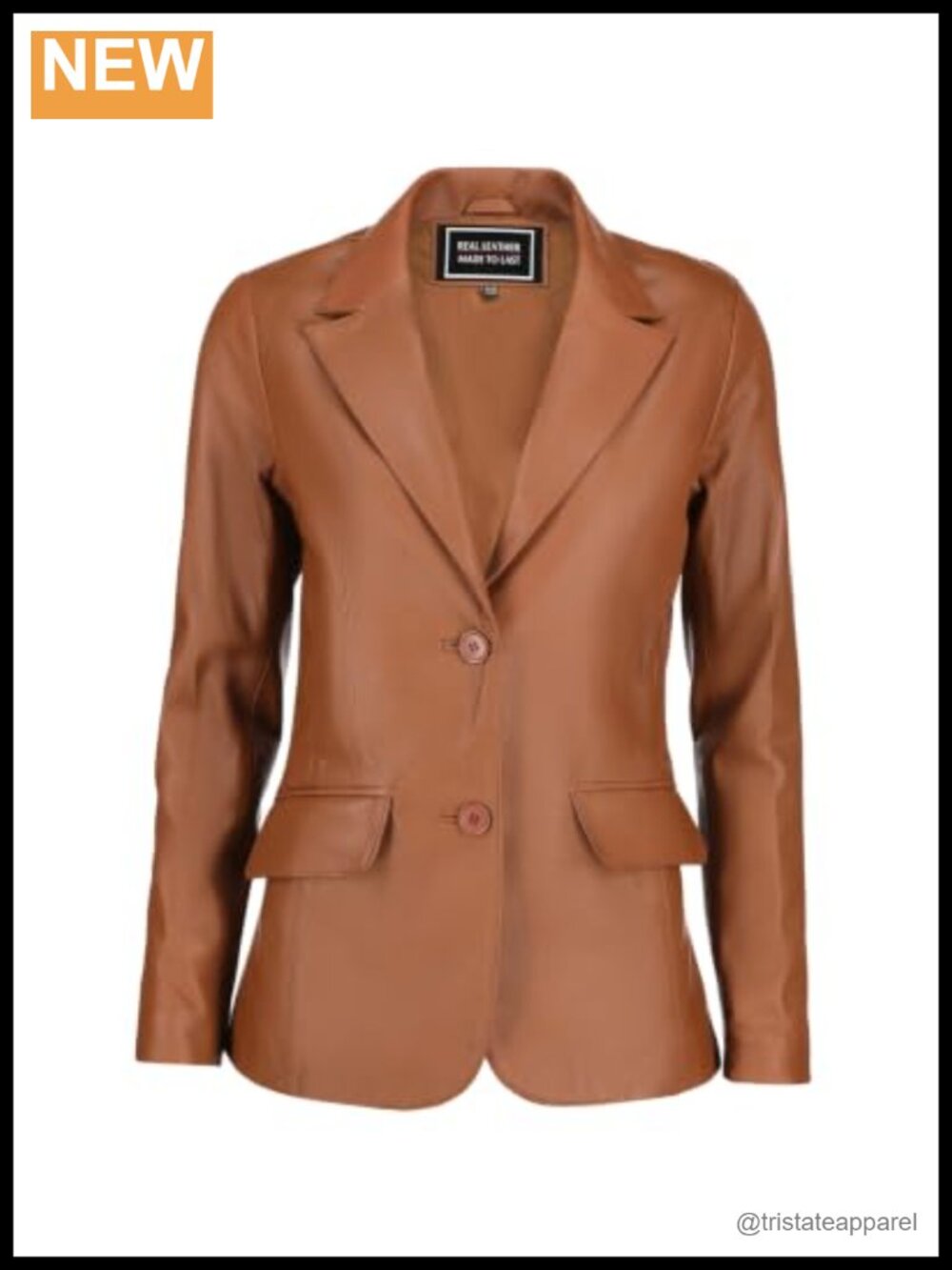 Women's Leather Blazer Jacket Lambskin Coat Classic Notched Lapel